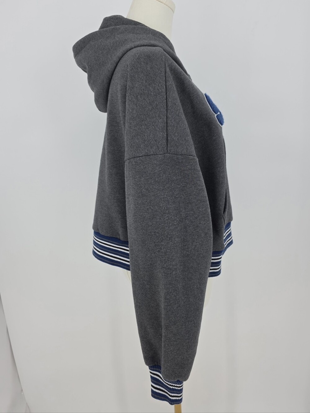 Wicked Universal Studios SHIZ Hoodie Womens XS Gray Chenille Cropped Sweatshirt - Picture 4 of 9